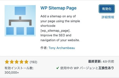 WP Sitemap Page：有効化
